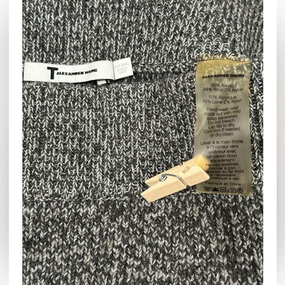 Alexander Wang Sweater Knit Mini Skirt Black Grey Marled Heather - Picture 3 of 4